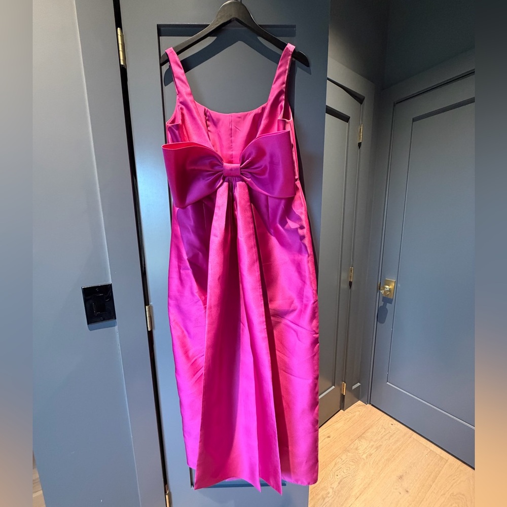 Alfred Sung Pink Satin with Bow Bridesmaid Dress in Think Pink
